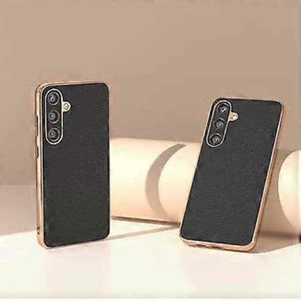 Mobilfodral för Samsung Galaxy S24+ i äkta ko-läder med elektroplätering + TPU + PC