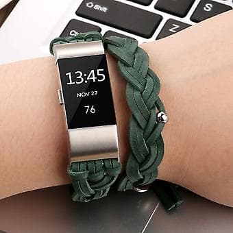 Vävt läderarmband för Fitbit Charge 2 (Grön)