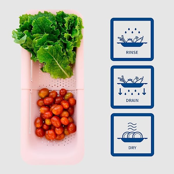 BLÅ GINKGO Over Sink Strainer Kurv - Vasker Grøntsager & Fødevarer