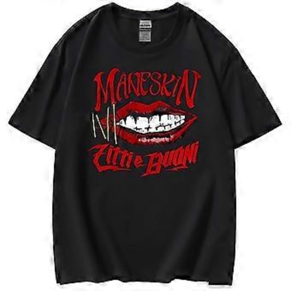 Maneskin T-shirt Beggin Maneskin Sommer Løs All-match Kortærmet T-shirt -NMAOV(3XL Sort)