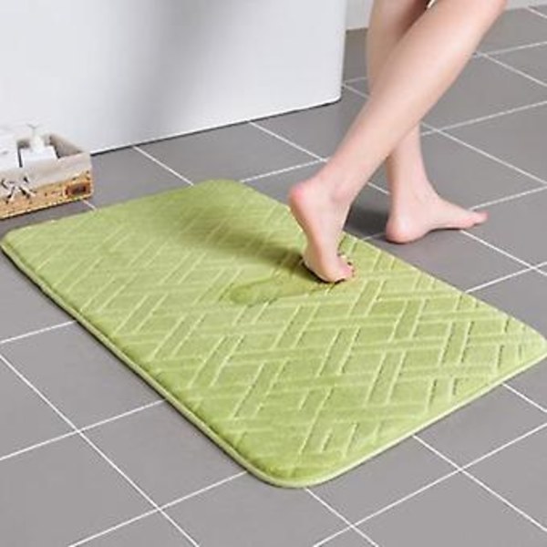 Kylpyhuoneen Matto Paksu Koralli Fleece, Hidas Palautuva Imeytyvä Lattiamatto, Liukumaton Matto, Ovi Matto Kotikäyttöön (Timantti Vihreä, 50*120cm)