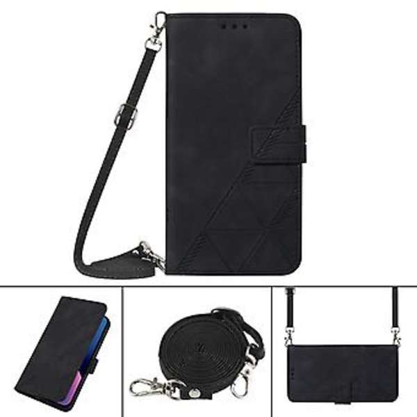 Crossbody-veske med preget etui for iPhone 12 Pro Max (Svart)