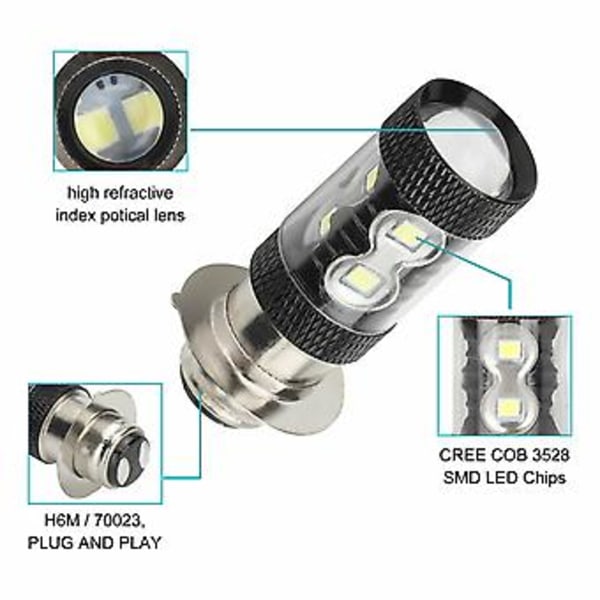 2 st 6000K HID Vit H6M LED Strålkastare För Yamaha YFZ450R Rhino 700 Raptor YFM660( )