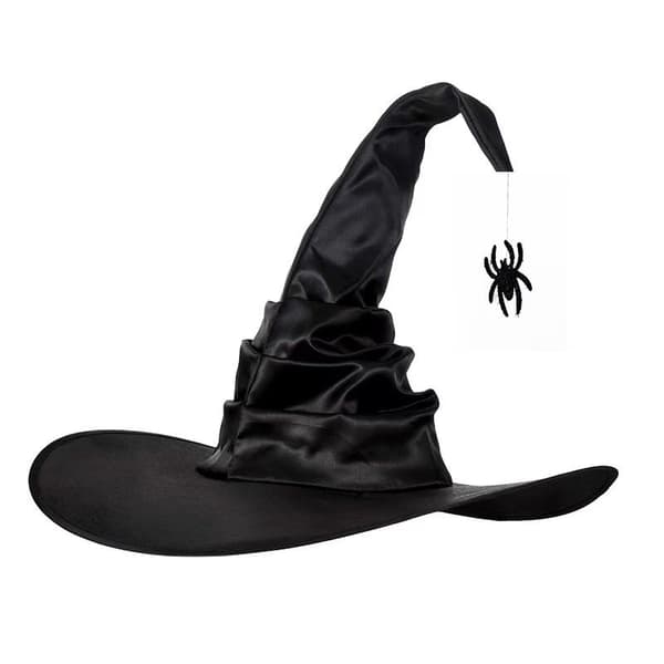 Halloween COS Trollmann/Heksehatt, Maskeradeball og Rollespillfester, Svart Edderkopp Heksehatt