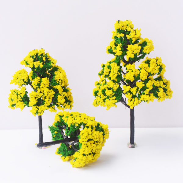 Set med 40 blandade miniatyrträd, tredimensionella modelltillbehör