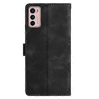 Cherry Blossom PU-etui til Motorola Moto G42 (Sort)
