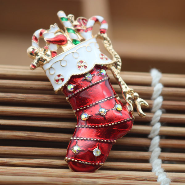 Jul Enamel Semester Brosch Pin Strumpor