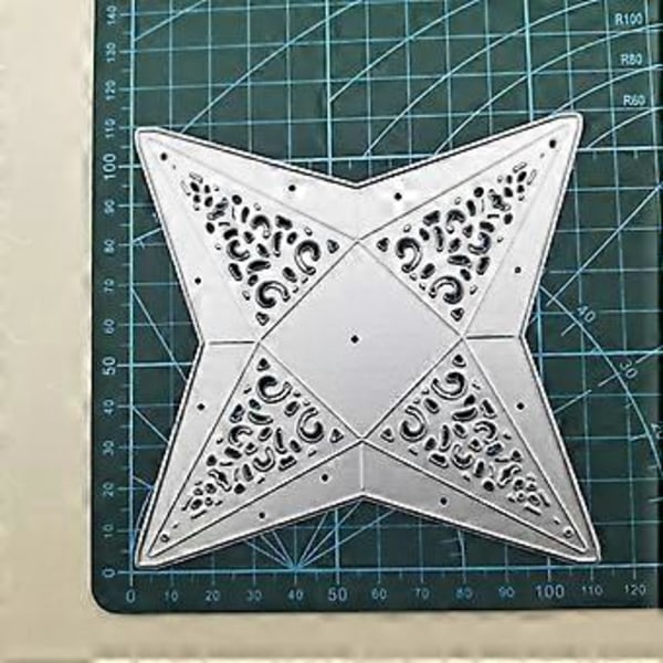Fire-spidset Metal Skæreforme Stencil DIY Scrapbooking Album Papir Kort Skabelon Form Prægning Håndværk Dekoration