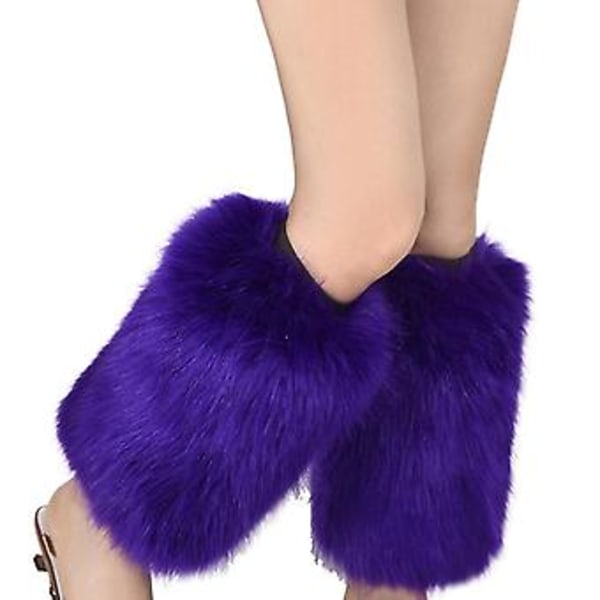 Dam Benfals Legwarmers Stövlskydd Vibrerande Neon Päls Plysch Leggingsöverdrag (Lila)