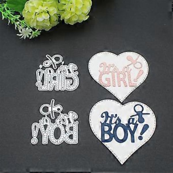 DIY-hantverk \"Pojke\" \"Flicka\" Ordkonst Skärformar Metall Skärstencil för Scrapbooking Album Stämpel Papperskort Prägling Handgjord Pappersform
