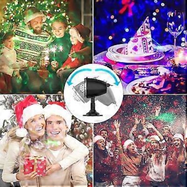 2-pack Dynamiskt Vattenmönster Snöflinga Projektorlampa Set Snygg Jul Dekorativ Projektionslampa för Trädgård