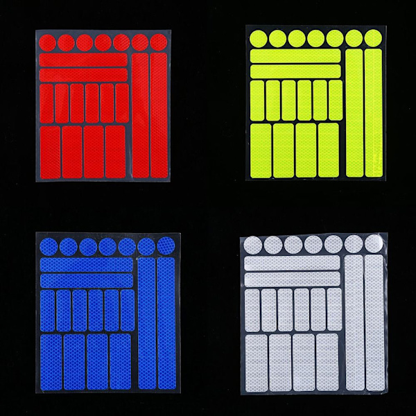 4 stk. PET-reflekterende klistermærker, reflekterende tape, slidstærk refleks