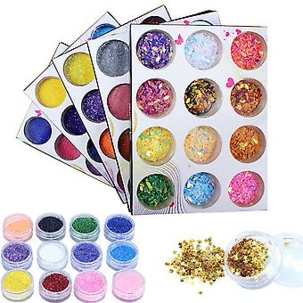 60x Glimmerpulver för Epoxiharts Pigmentpulver Set Epoxiharts Färgpigment