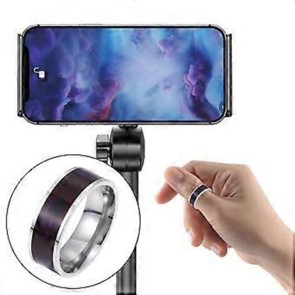 Intelligent Ring Enhet Vattentät Intelligent Bärbar Smart Ring Titanstål för Daglig Användning Telefon Smartphone Upplåsning Kvinnor (Silver D)