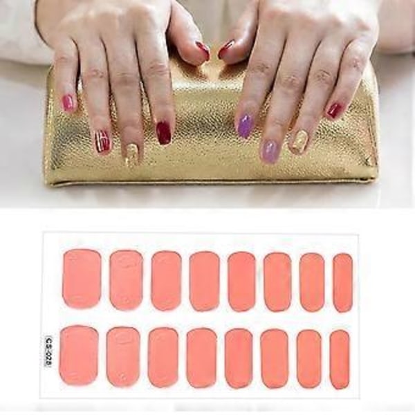 Nageldekaler Nagelstickers Enfärgad Enkel Användning Dekor DIY Hela Omslag Manikyr Tips Nagellacksremsor Nagelkonst för Hushåll (Hudrosa)