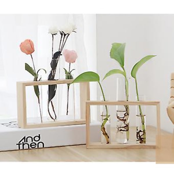 Hydroponisk Glas Provrör Växtvaser Blomkruka Terrarium Behållare Dekorera (3.5*2.6*1.6 tum)