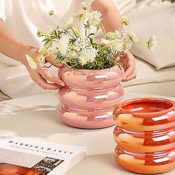 Kampanj NY 4,3-tums Blomkruka med Dräneringshål Keramisk Kruka, Liten Bubbeldesign Keramisk Planteringskruka för Hem- och Kontorsinredning (Blå)