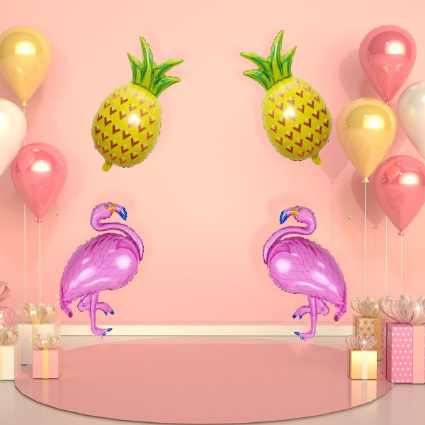 Flamingo-balloner med ananas-balloner - 4-pak, flamingo