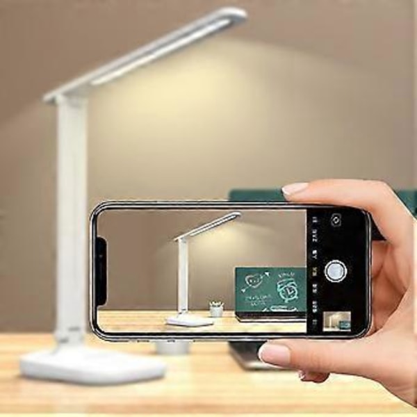 Touch LED Skrivbordslampa Sänglampa Studielampa Läslampa USB-Portar Dimbar (Plug-in modell)