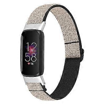 Elastisk Nylon Urrem Solo Loop Justerbar Udskiftningsrem Kompatibel Med Fitbit Luxe (Guld)