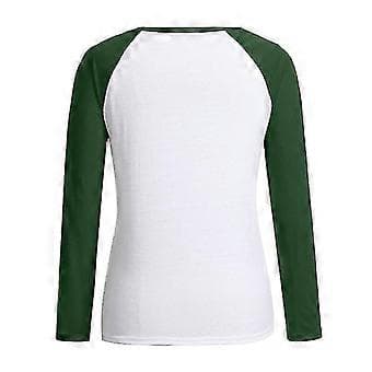 hmwy-dame jule nisse trykk t-skjorte bluse basic topp tee skjorte (2XL Grønn)