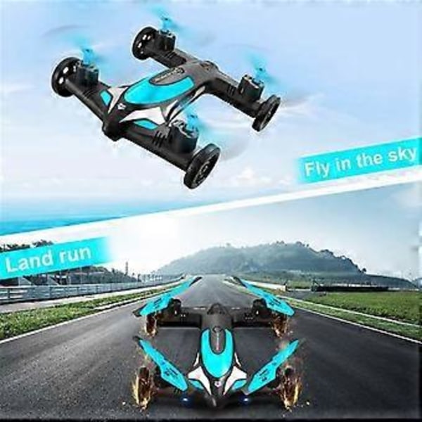 Rc Land-air Mini Drone Flyvemaskine Dual-mode Fire-akset Fjernbetjeningsfly (Blå)