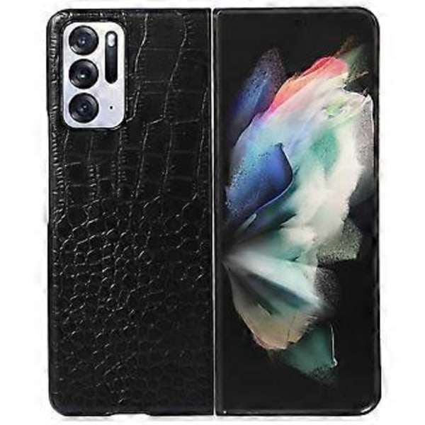 Til Oppo Find N Krokodille Tekstur Foldbar Telefonetui Ægte Kødkvægslæder Belagt PC+TPU Cover (Style A)