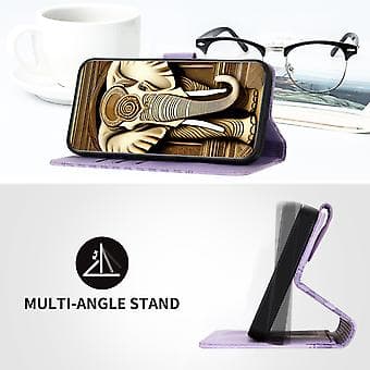 Elefant-preget PU-etui for Samsung Galaxy Z Fold5 5G (Lys lilla)