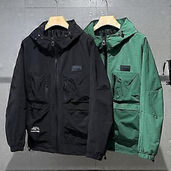 Plus-kokoiset 5XL-12XL ylisuuret miesten takit Muoti Monitaskuiset miesten trenssitakki Pitkähihainen päällysvaate (12XL vihreä)