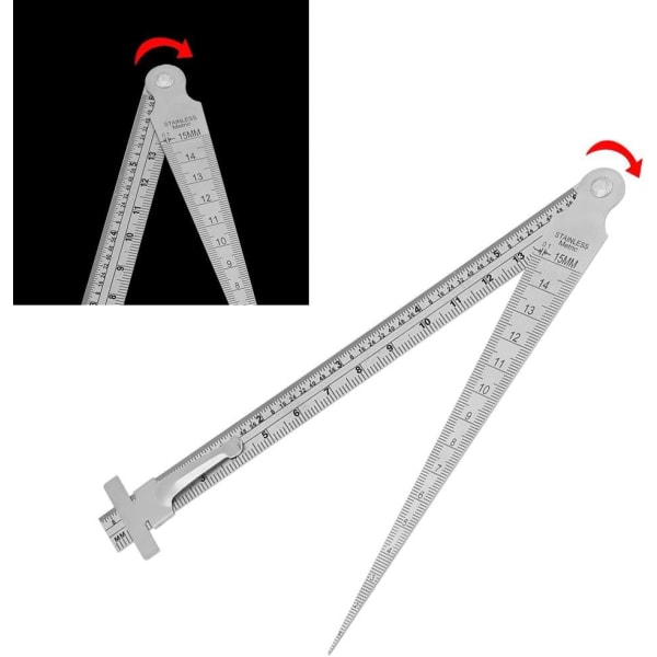 Konisk måler, konisk linjal i rustfritt stål, hullinspeksjonsverktøy, sveisekonisk linjal med tommer og