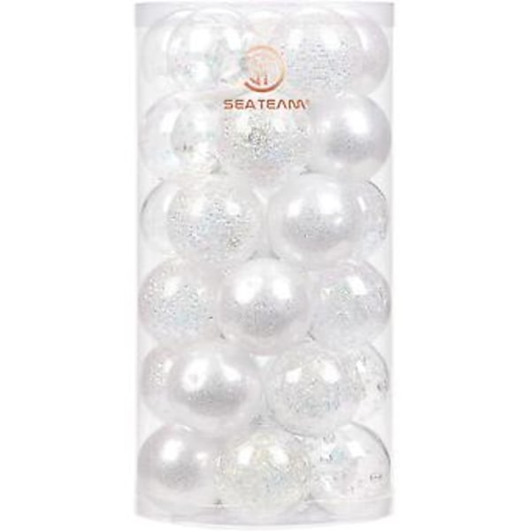 Heyone 60mm/2.36" Shatterproof Clear Plastic Christmas Ball Ornaments Decorative Xmas Balls Baubles Set With Stuffed Delicate Decorations (30 Counts,