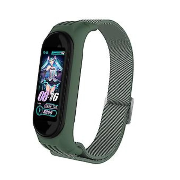 Til Xiaomi Mi Band 3 / 4 / 5 Twill 8-formet Spænde Urrem (Mørkegrøn)