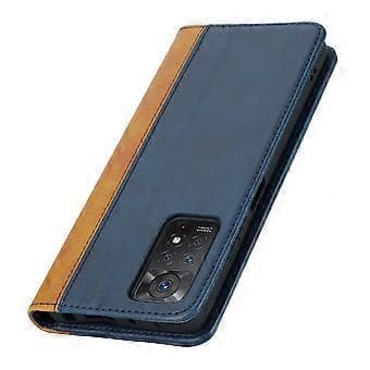 Til Xiaomi Redmi Note 11 Pro etui kalvetekstur 3 kortpladser farvesplejsning læder telefoncover (stil B)