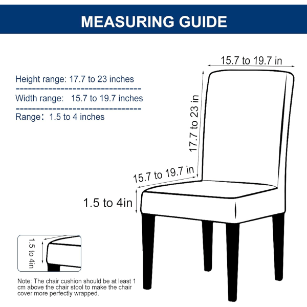 6 kappaleen ruokailutuolin suojus, joustava yleinen tuolinpäällinen, ei-S
