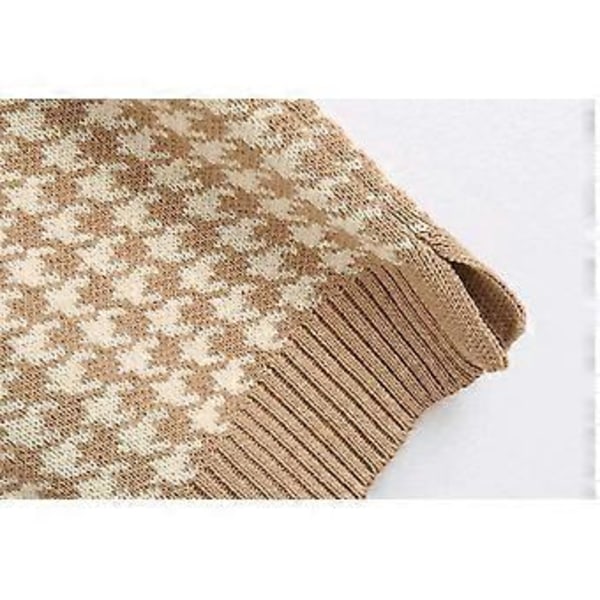 Naisten Houndstooth-kuvioinen neuleliivi, hihaton, väljä V-kaula-aukko, 90-luvun liivi, neulepusero, toppi