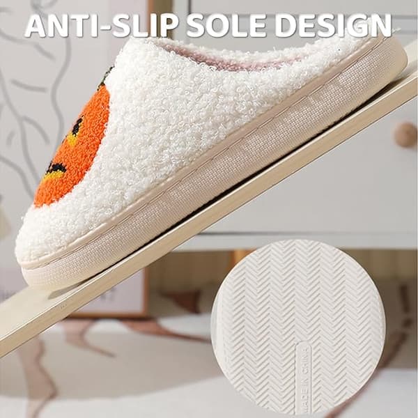 Unisex Halloween-hjemmesko, søde, plys, varme og bløde græskar-hjemmesko – størrelser 40–41 Sizes 40–41