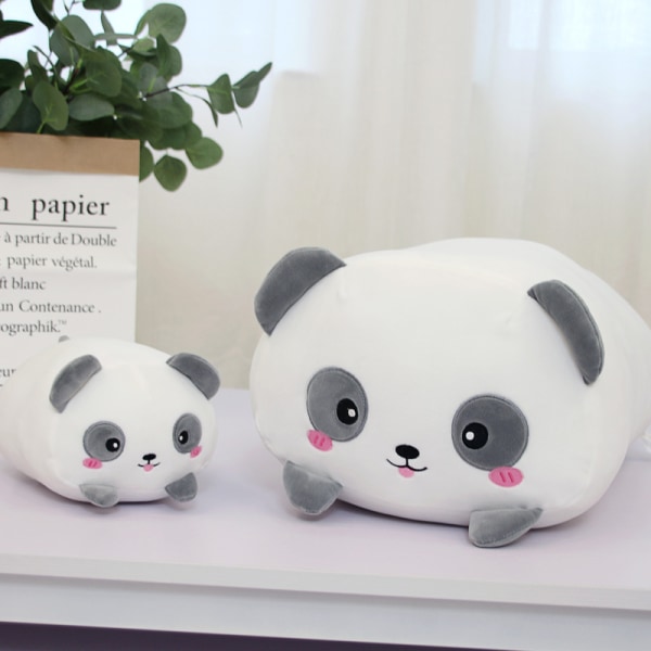 Søt Panda Plysj Fylt Squishy Dyr Sylindrisk Kroppspute, S