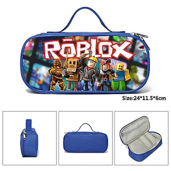 Roblox Blyantsæske til Studerende Børn Stor Kapacitet Blyantsæsker Lynlåsede Rum 2 Lag Pen Box Pen Pouch (C)