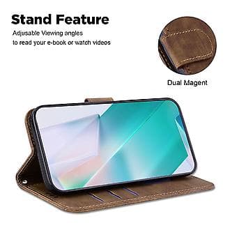 Prässattu nahkakotelo iPhone 15 Pro Maxille (Ruskea)