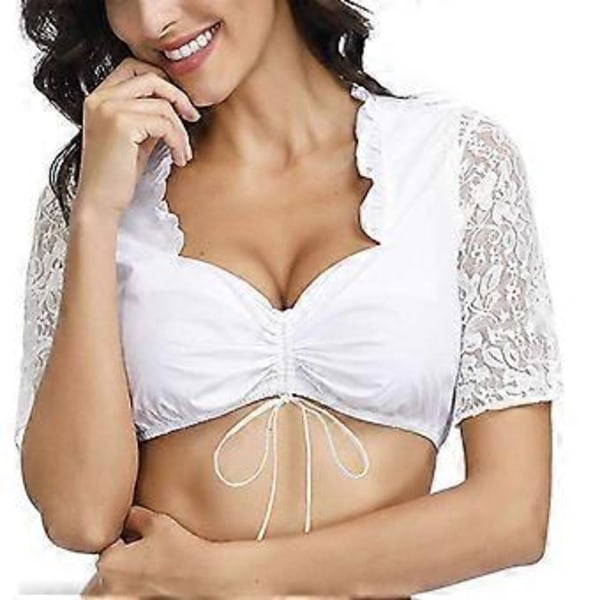 100% Ny Uppgraderad Blusspets för Oktoberfest Dirndl Dam Svart Elegant Dirndl Underklädesset Plus Size Öppen Byst (XXL Svart)
