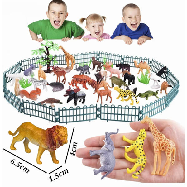 AI-djurleksaker för barn - 53 delar - Djurfigurer från zoo - Lär dig
