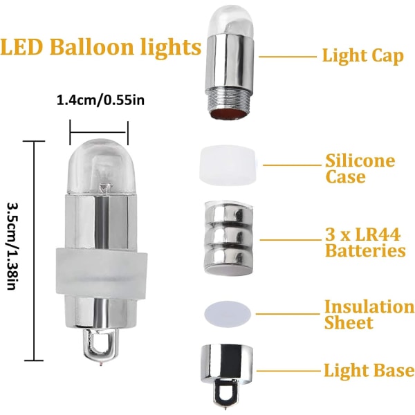 (Varm hvid, ikke-blinkende) LED ballonlys 30 stk. LED papir lan