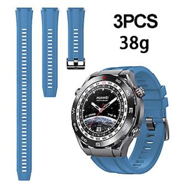 Silikonarmband för Huawei Watch Ultimate 3-pack Längre Stil (Marinblå)