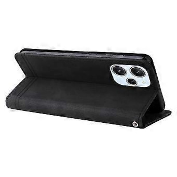 For Xiaomi Redmi 12 4G Skin-touch PU Lærveske med Pregede Linjer Stativ Lommebok Telefondeksel (Stil A)
