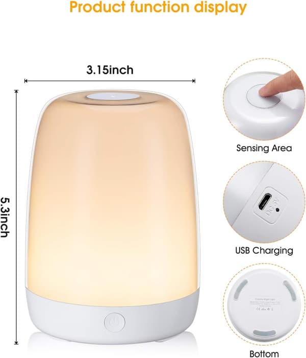 Bordlampe, Touch Sensor Sengebordslampe og dæmpbar varm hvid lig