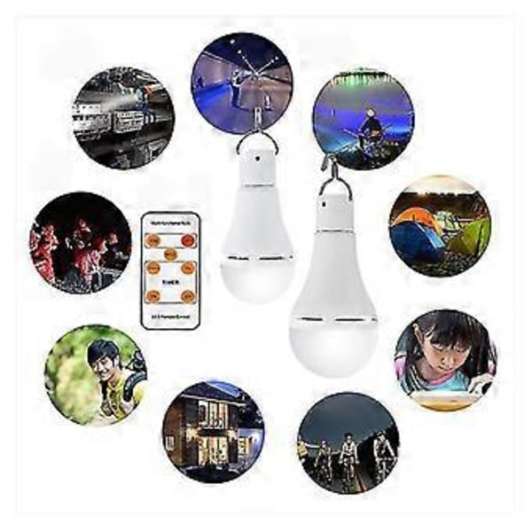 USB Uppladdningsbar Lampa Med Fjärrkontroll, 7W LED Batterilampor, E27 Touch Dimbar Lampa Med Timerfunktion, Utomhus Camping Nödsituationer