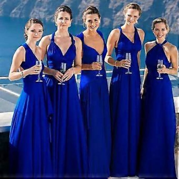 Kvinners Kvelds-Multiway Wrap Brudepike Formell Lang Maxi Konvertibel Kjole (M Hellblå)