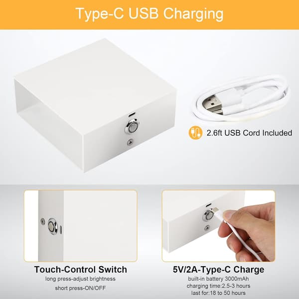 2 kpl Seinävalot Himmennettävät, Kosketusseinävalo USB Latautuva Ylös