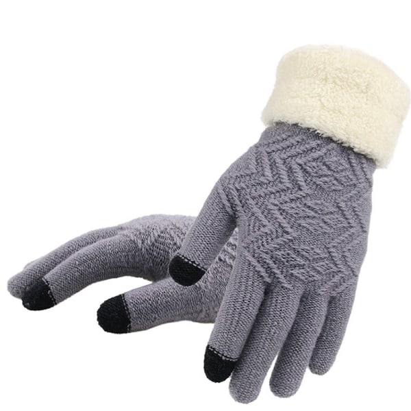 2021 Heta stickade handskar för kvinnor Pekskärm Tjocka vinter Wa