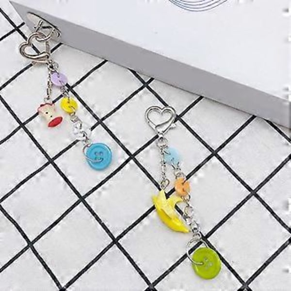 Banan Frugt Knap Nøglering Søde Dekorationer Nøglerings Ornament Rygsæk Håndtaske Charm Vedhæng Gave til Piger Kvinder (æblekerne)